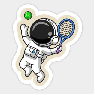 Cute Astronaut Playing Tennis Ball Cartoon Sticker